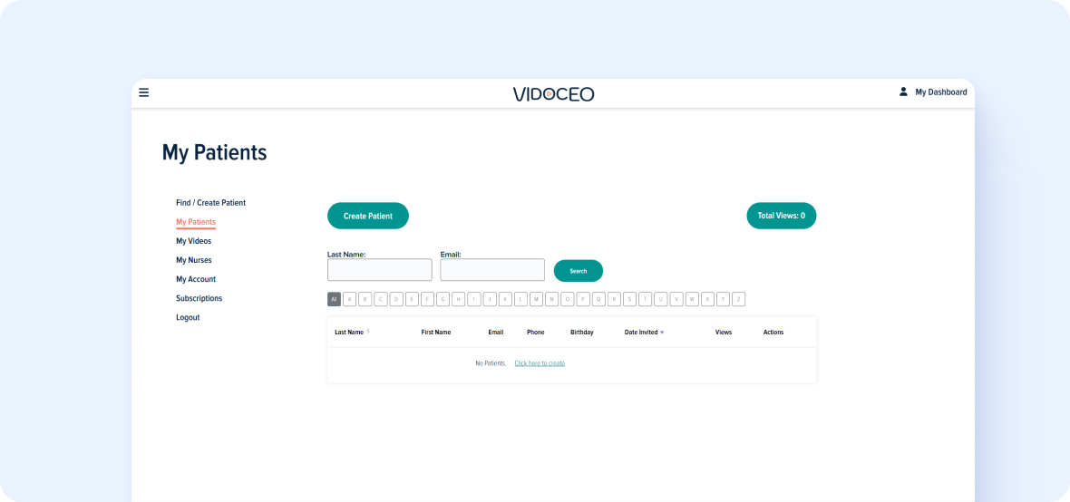 Vidoceo alphabetical selector