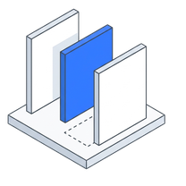 Isometric illustration of layout screens with one being swapped out