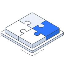 Isometric illustration of puzzle pieces locking together