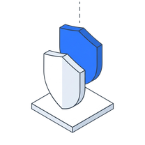Isometric icon of a second shield dropping in front of the first