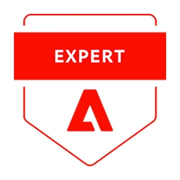 Adobe certification badge marked Expert