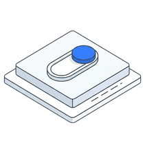 Isometric icon of a toggle switch standing on a plate