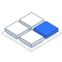 Isometric icon of blocks extending outwards from a plate