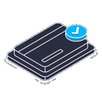 Isometric icon of a payment card on a plate with a cyan clock on its corner