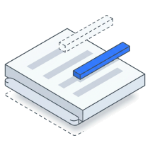 Isometric icon of a document with a blue stroke rewriting one line