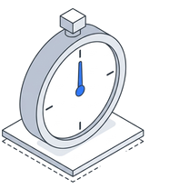 Isometric icon of a stopwatch standing on a plate