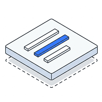 Isometric illustration of a board with lines of code laid across it